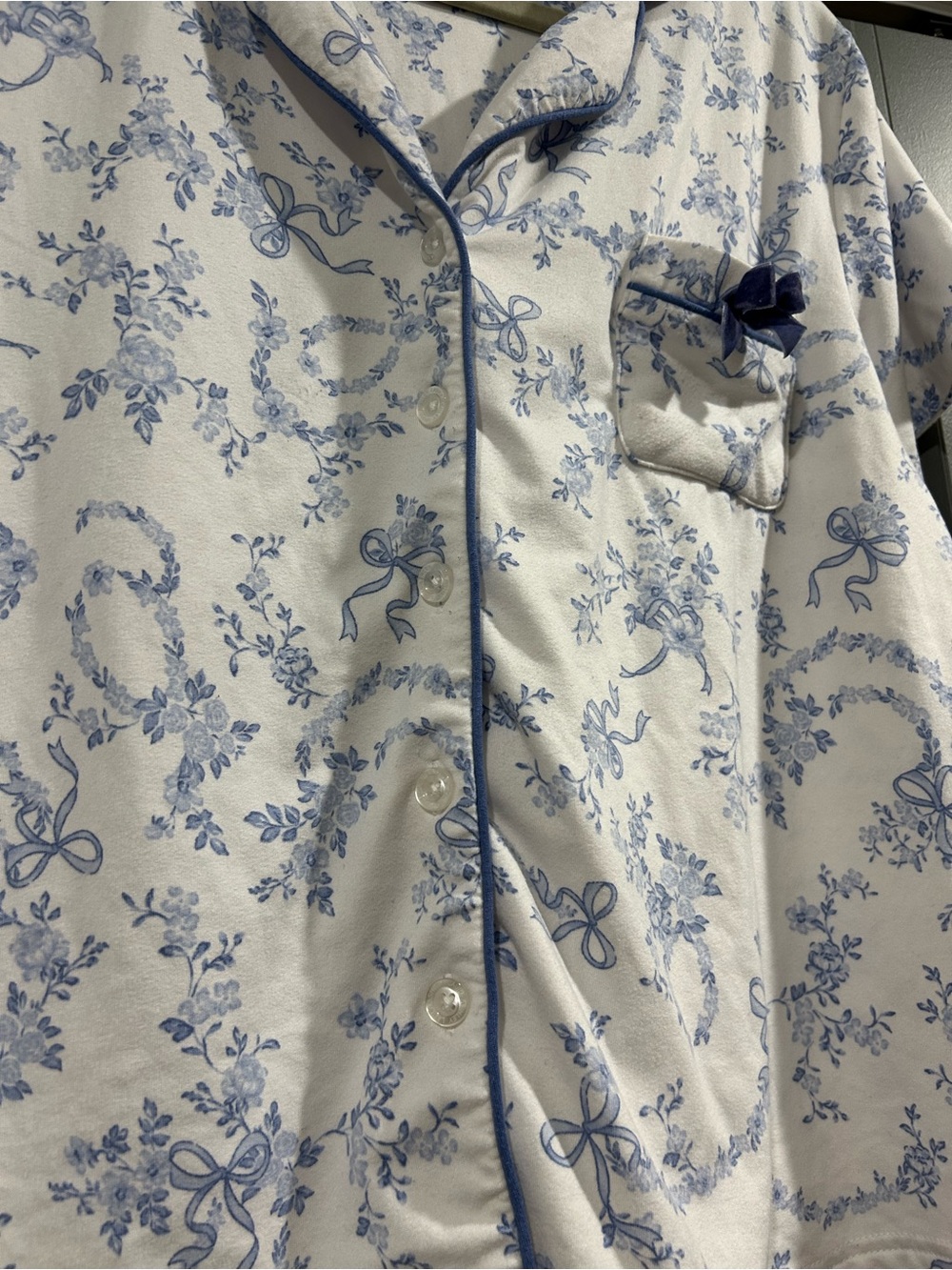 Ashley Lauren Light Blue Floral Short Pajama Set - 2-Piece - Picture 3 of 12